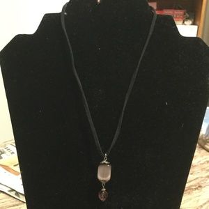 Amethyst colored stone & crystal necklace